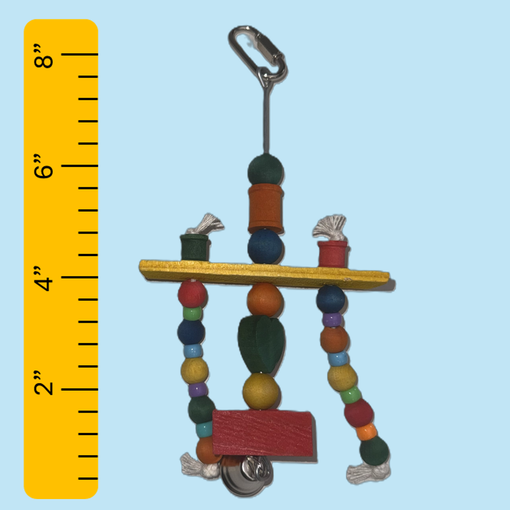 Bird Toy (Small) 8" Hanging Beads & Hearts