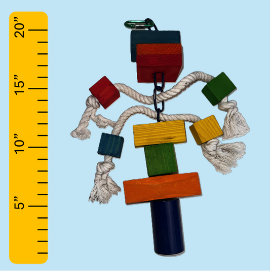 Bird Toy (Large) 20" Block & Rope with Cow Bell